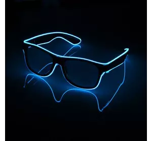 Очки светодиодные  прозрачные El Neon ray blue неоновые